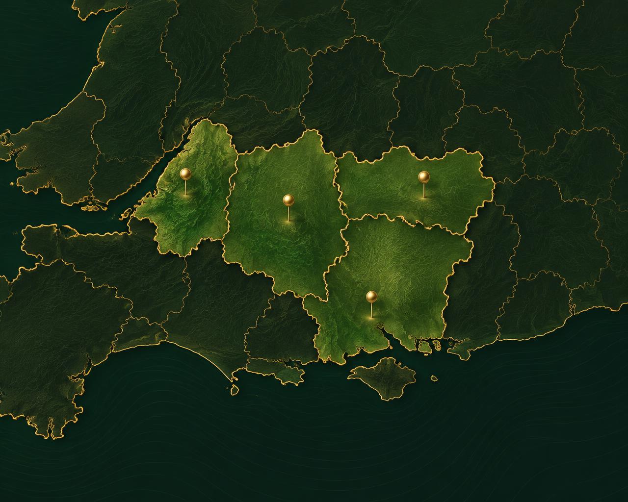 Map of Bristol, Bath, Wiltshire, Berkshire and Hampshire